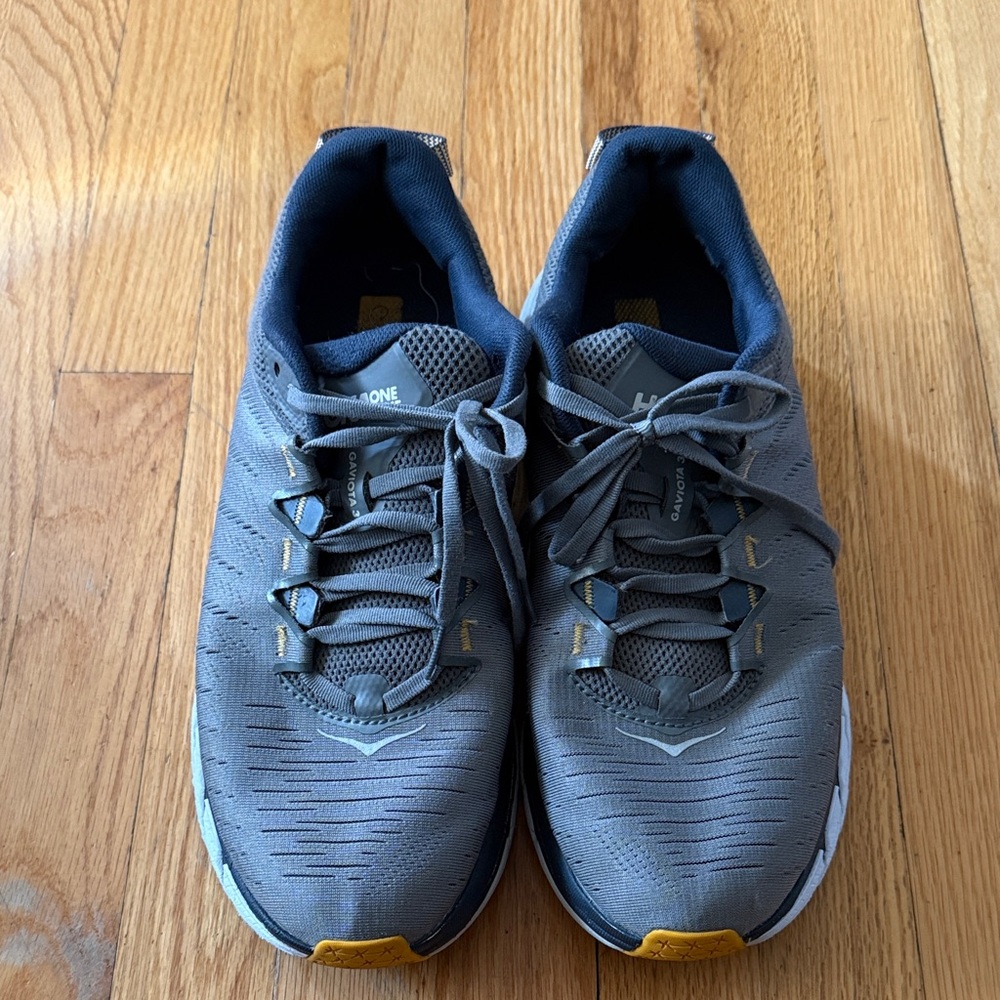 Hoka One One Gaviota3Men's Slate Grey Athletic Running Shoes with Yellow Accents